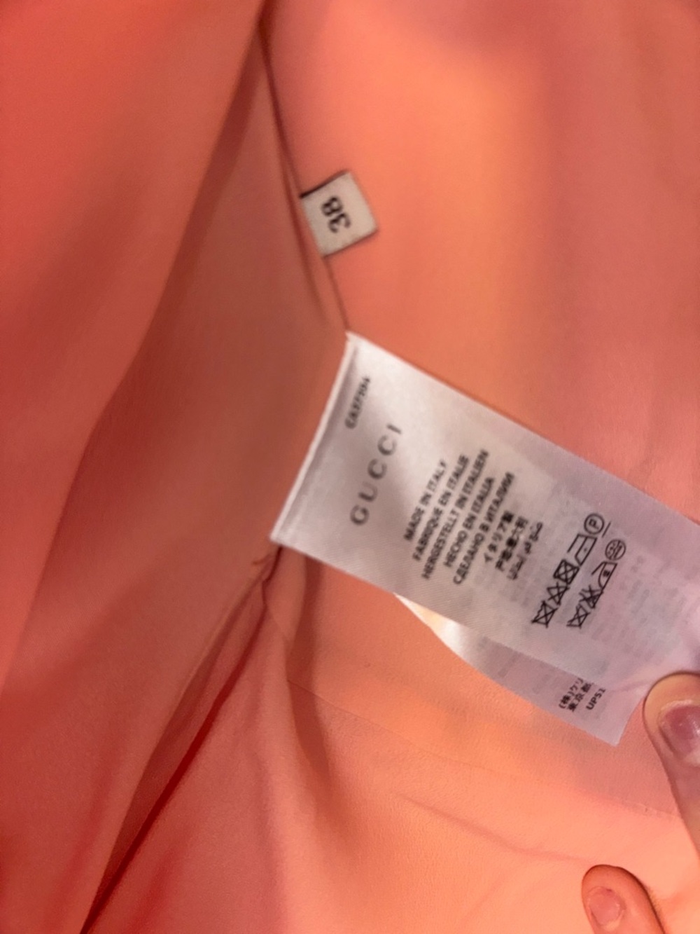 Gucci Pink Wool Blend Pea Coat with Cream Contrast Collar - Picture 4 of 9
